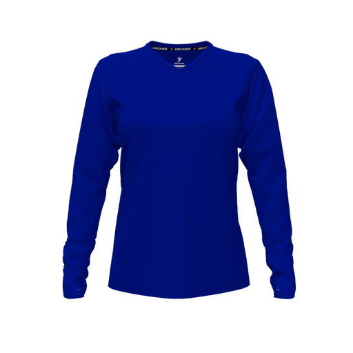 [FTLVCFRY-FYXS-LOGO1] Decker Comfort T-Shirt (Female Youth XS, Royal, V Neck, Logo 1, Long Sleeve)