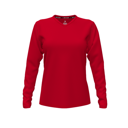 [FTLVCFRD-FYXS-LOGO3] Comfort T-Shirt (Female Youth XS, Red, V Neck, Logo 3, Long Sleeve)
