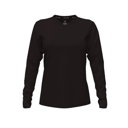 [CUS-DFW-TEES-PER-VNK-LSL-BLK-FYXS] Decker Performance T-Shirt (Female Youth XS, Black, V Neck, None, Long Sleeve)